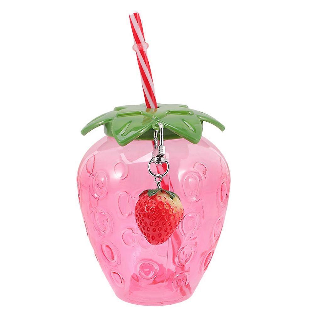 Cute Strawberry Cup for Drinking Portable Plastic Strawberry Milk Tea Cup