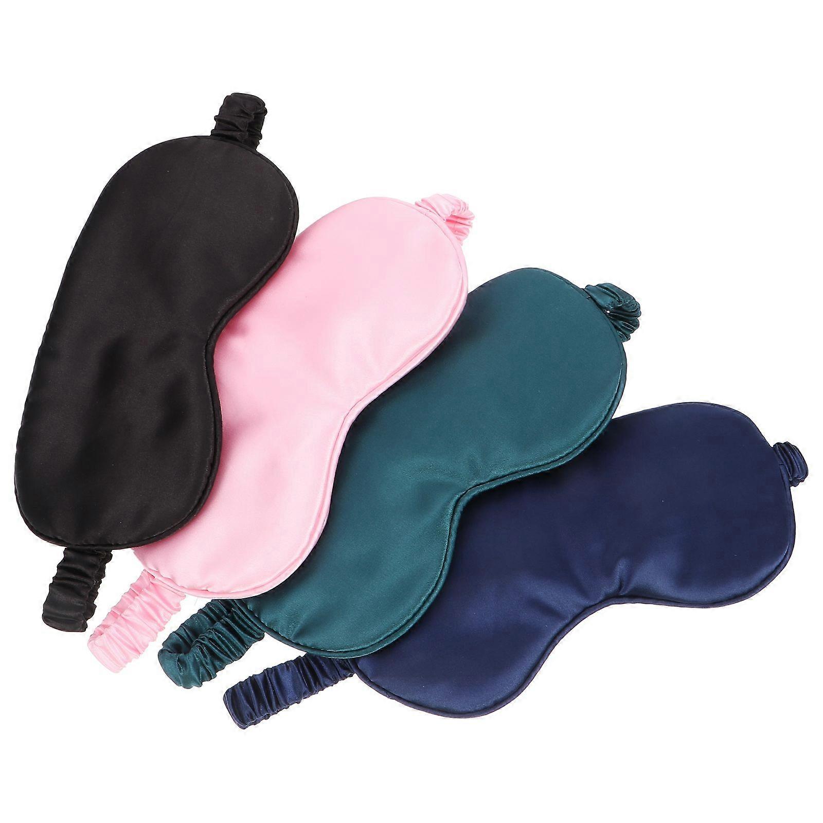 Sleeping Eye Mask Blindfold for Sleeping 4Pcs Silk Solid Cover