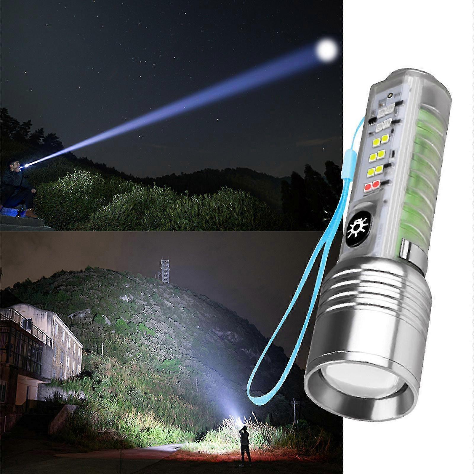 2026 White Mini Transparent Flashlight With Pen Clip Magnet Four Source Bright Flashlight NN