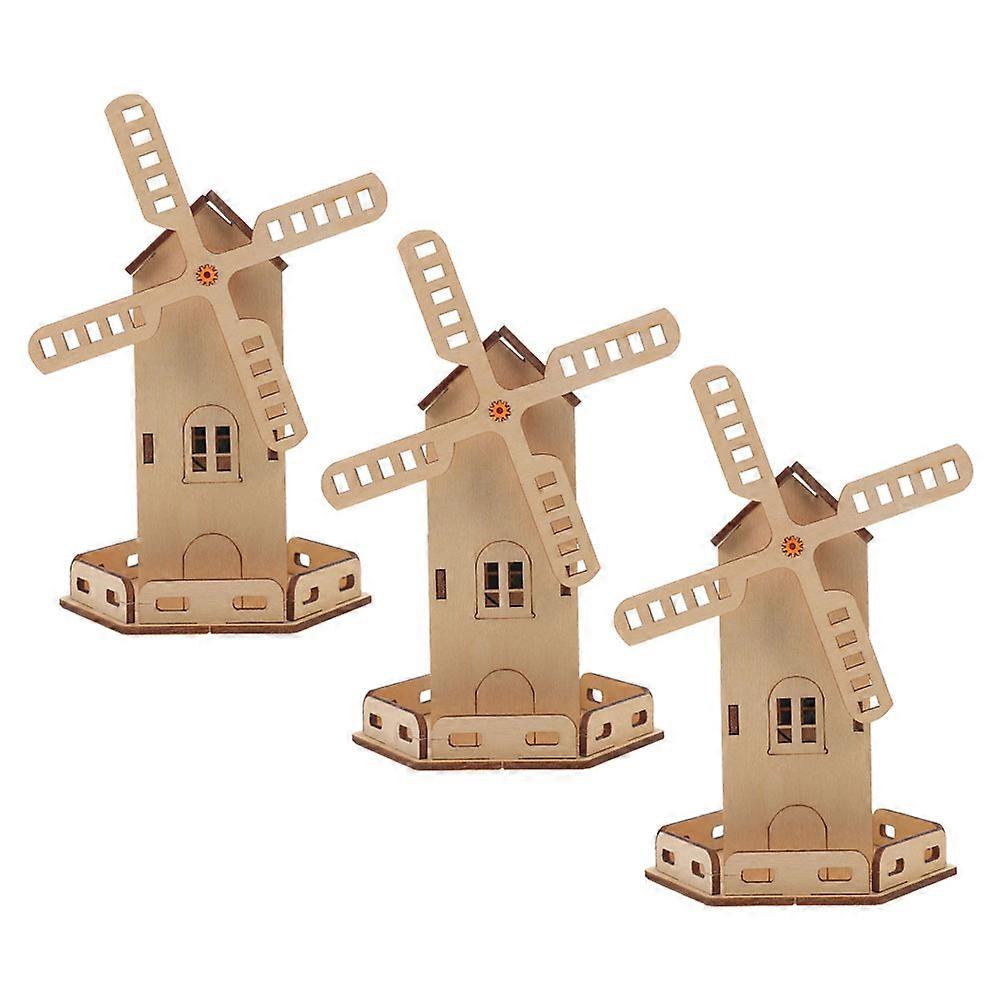 Solar Powered DIY Windmill Model Kit Wooden Educational Toy for Kids STEM Science Project Craft Beige