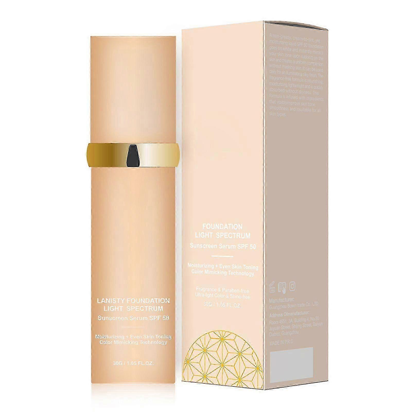 2025 4-in-1 Biomimic Color Changing Foundation, SPF 50 Sunscreen Light Spectrum Foundation, Natural Matte Finish Concealer