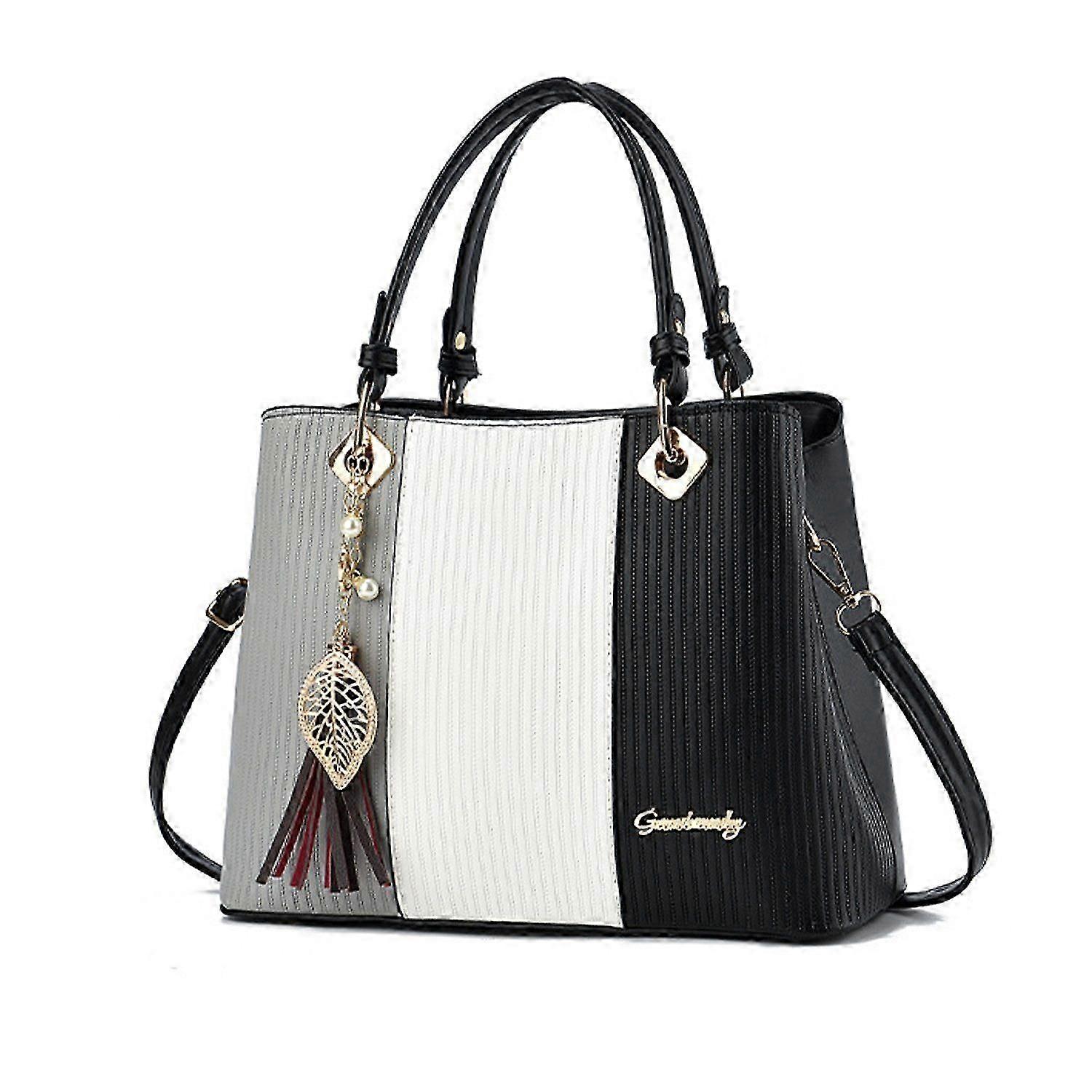 Leatherette shoulder bag work bag leather bag black stylish  versatile elegant