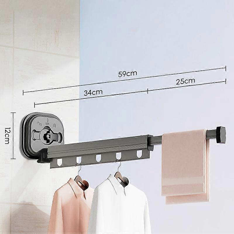 1 Section Retractable Folding Clothes Drying Rack Aluminum Alloy Balcony Window Space Saving Suction