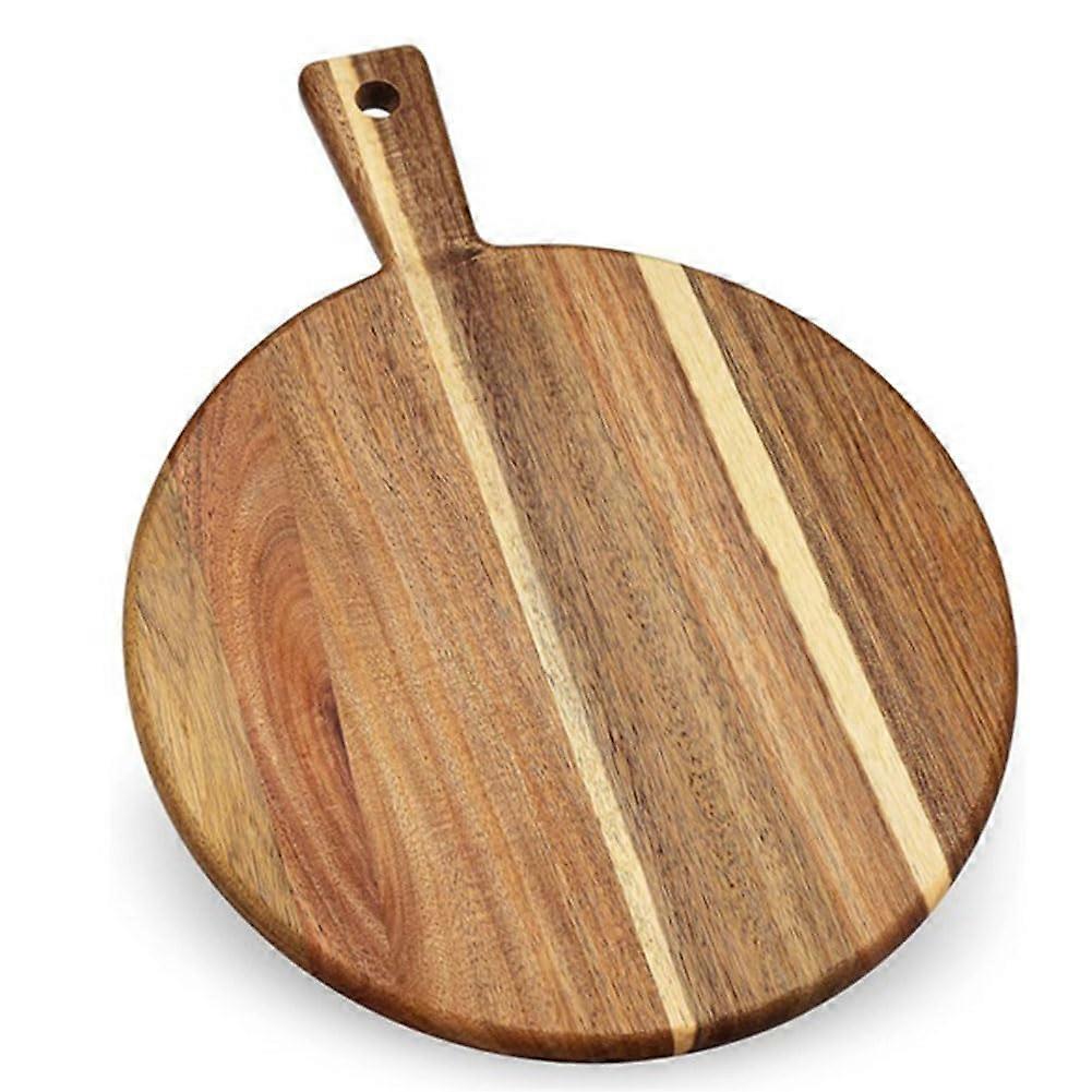Wood Pizza Board with Handle, MultiPurpose Serving Tray for Cheese, Bread, Fruit and Vegetables