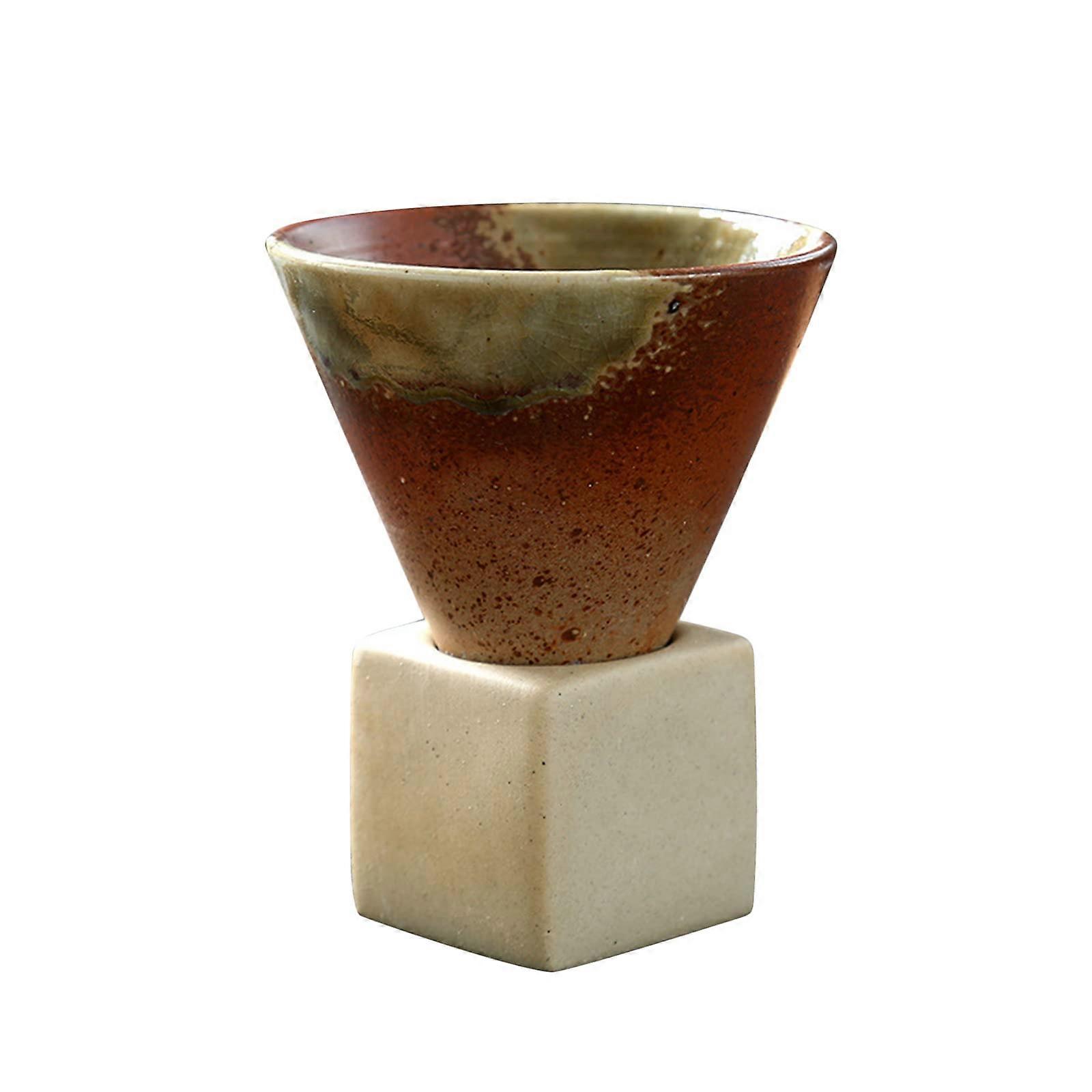 Japanese Ceramic Coffee Mug 200ml Triangular Cone Porcelain Espresso Cup with Stable Square Base