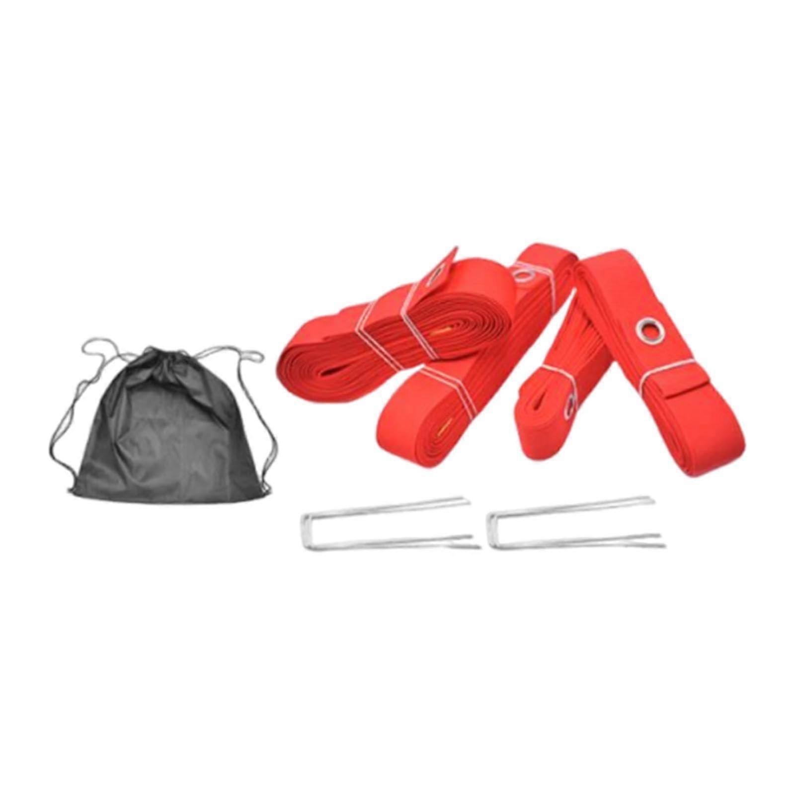 Beach Volleyball Boundary Lines Set with  Visibility Markings and Durable Polyester Webbing Red