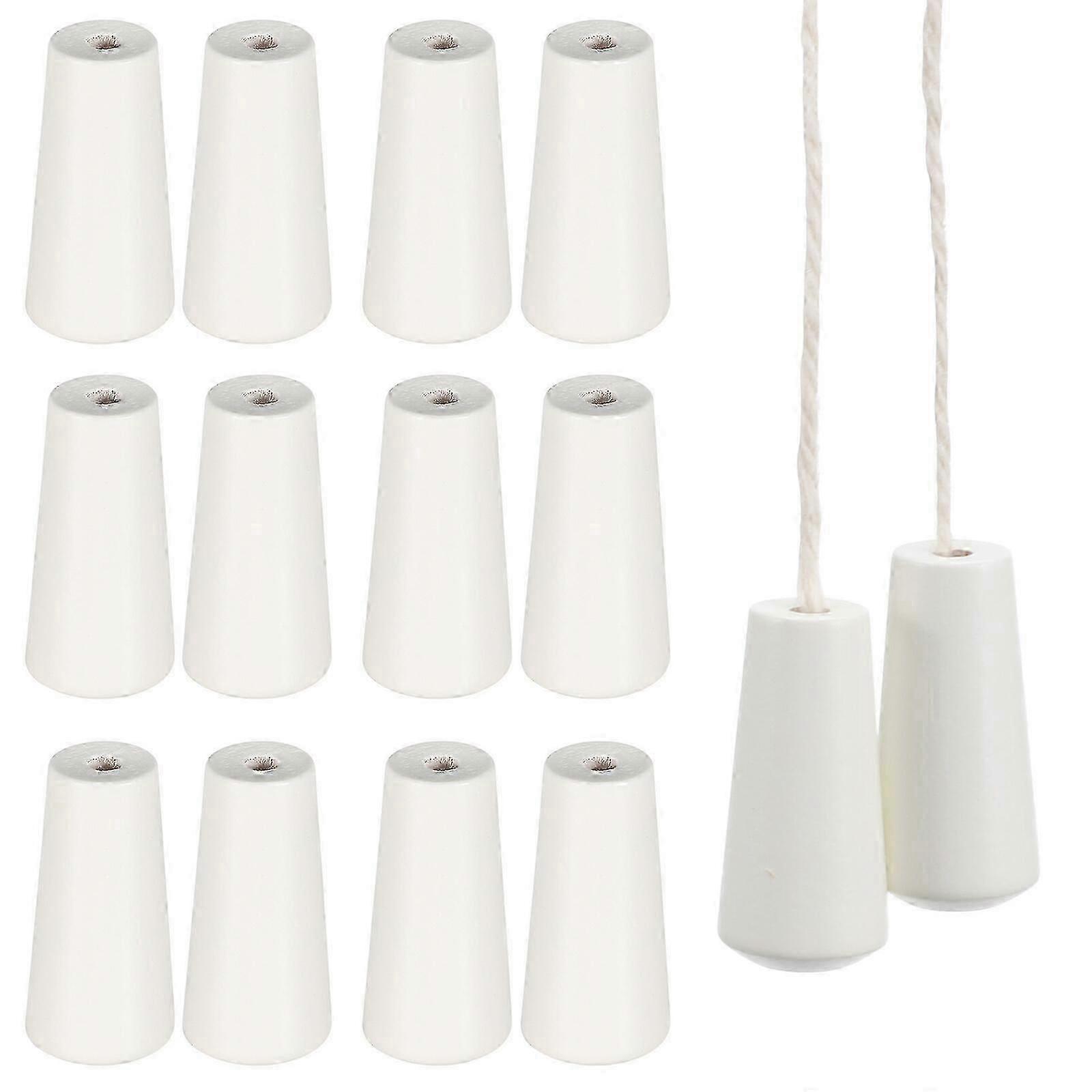 12Pcs White Wooden Blinds Tassels Cord Drops Replacement for Window Shades Pendant Knobs