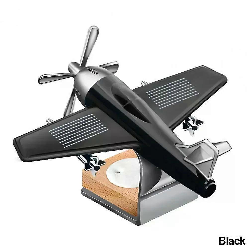 Car Essential Oil Diffuser Solar Airplane Car Diffuser Wooden Base Fragrance Aromatherapy Diffuser Ornaments (Without Perfume)