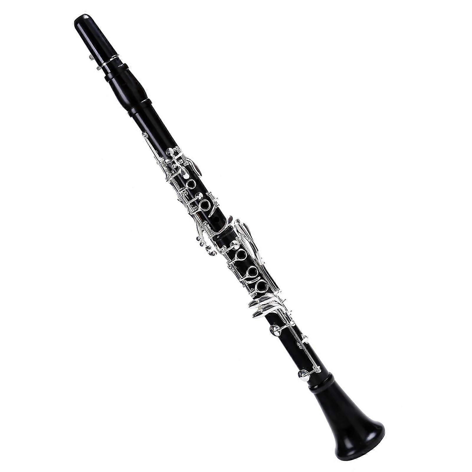 Ebony Bb Clarinet 18 Keys with Silver Plated Keys, Clear Balanced Tone, Beginner Friendly Setup, Case Included