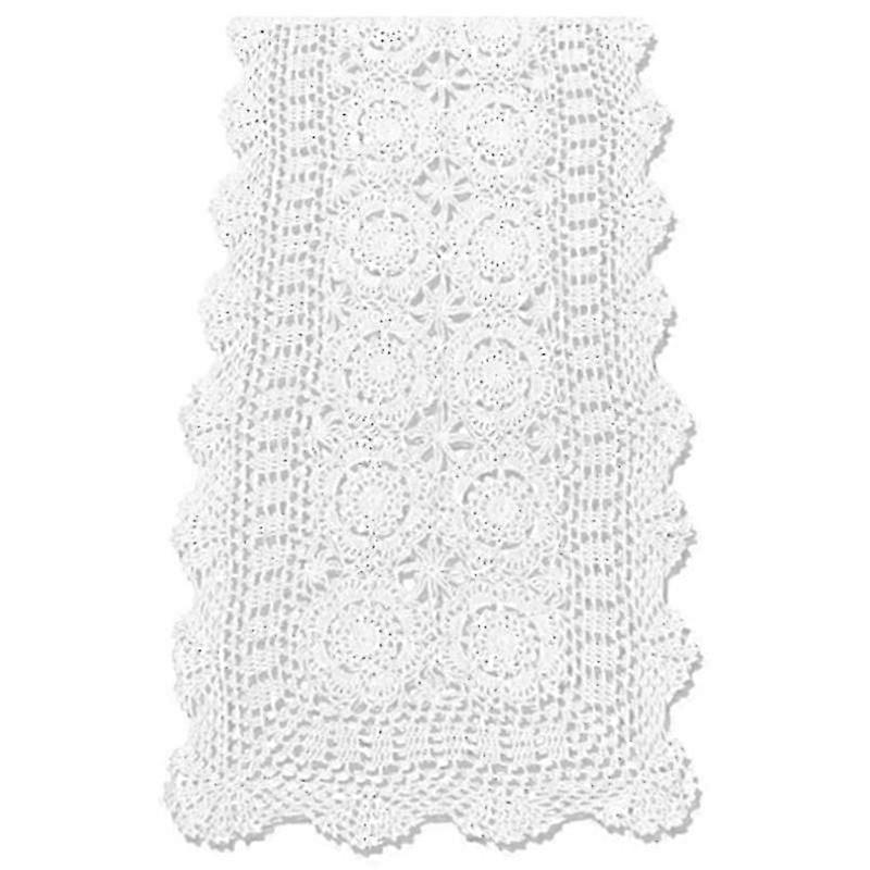 Cotton Handmade Crochet Lace Table Runner White Rectangle Dresser Decor
