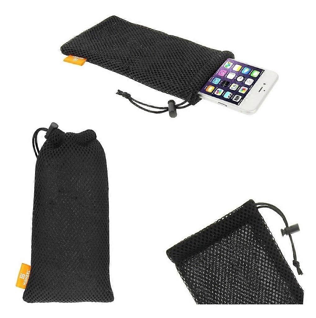 Phone Pouch Bag, Breathable Nylon Mesh Case with Chain and Loop Closure for Note 4 Plus, Black