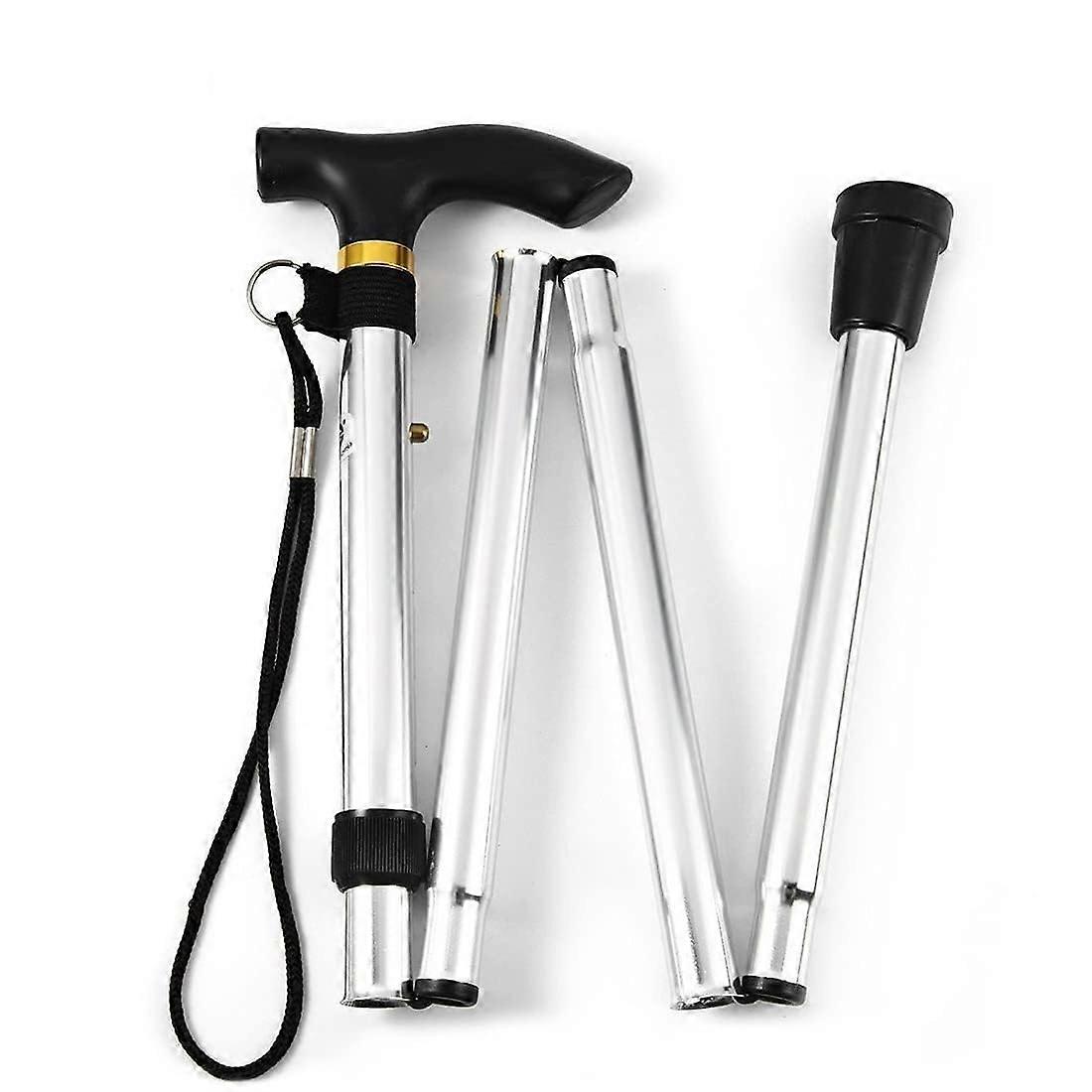 Adjustable Folding Walking Stick with FourSection Design and NonSlip Grip for Seniors and Elderly