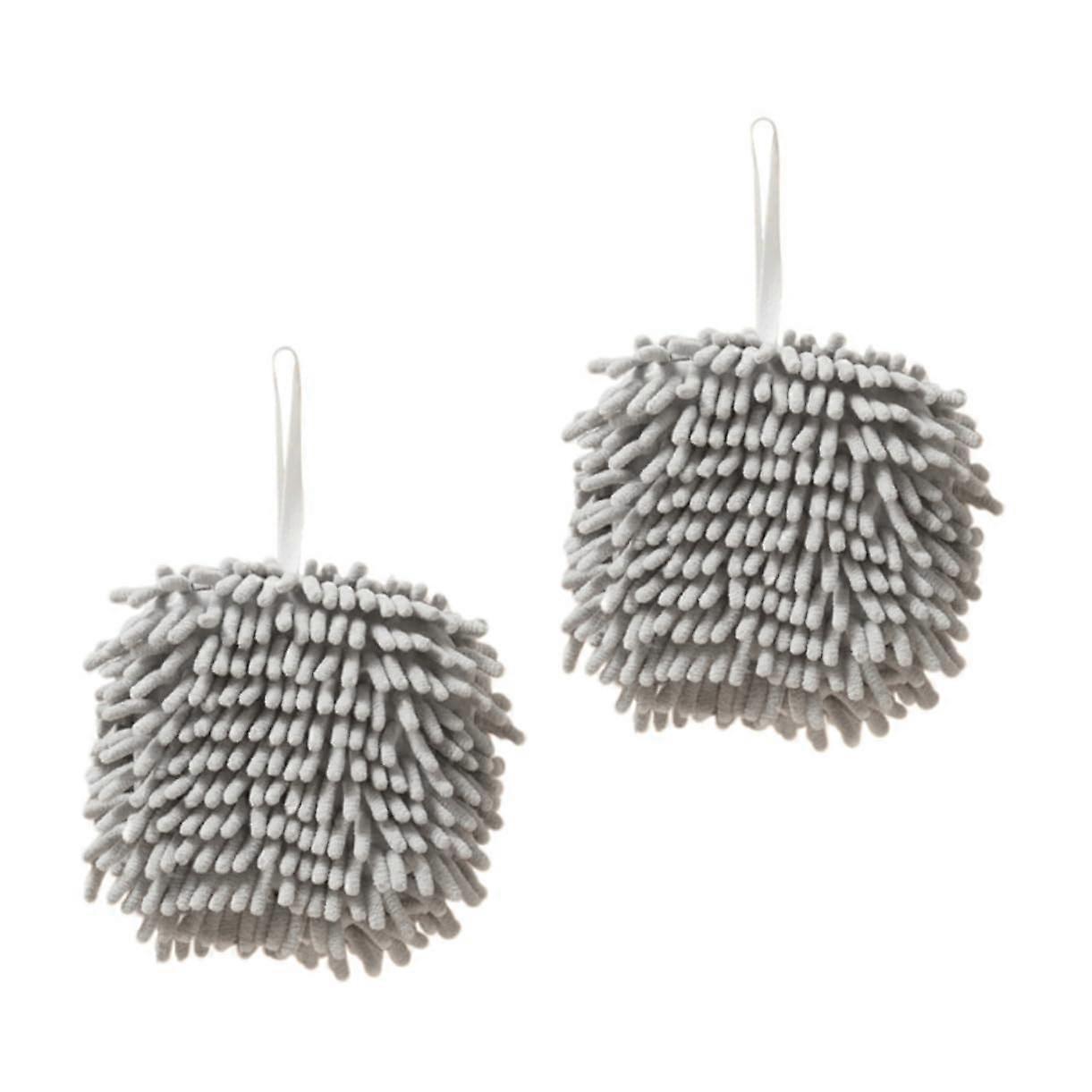 2pcs Soft Absorbent Hand Towels for Bathroom Quick Dry Hanging Kitchen Towels Gray