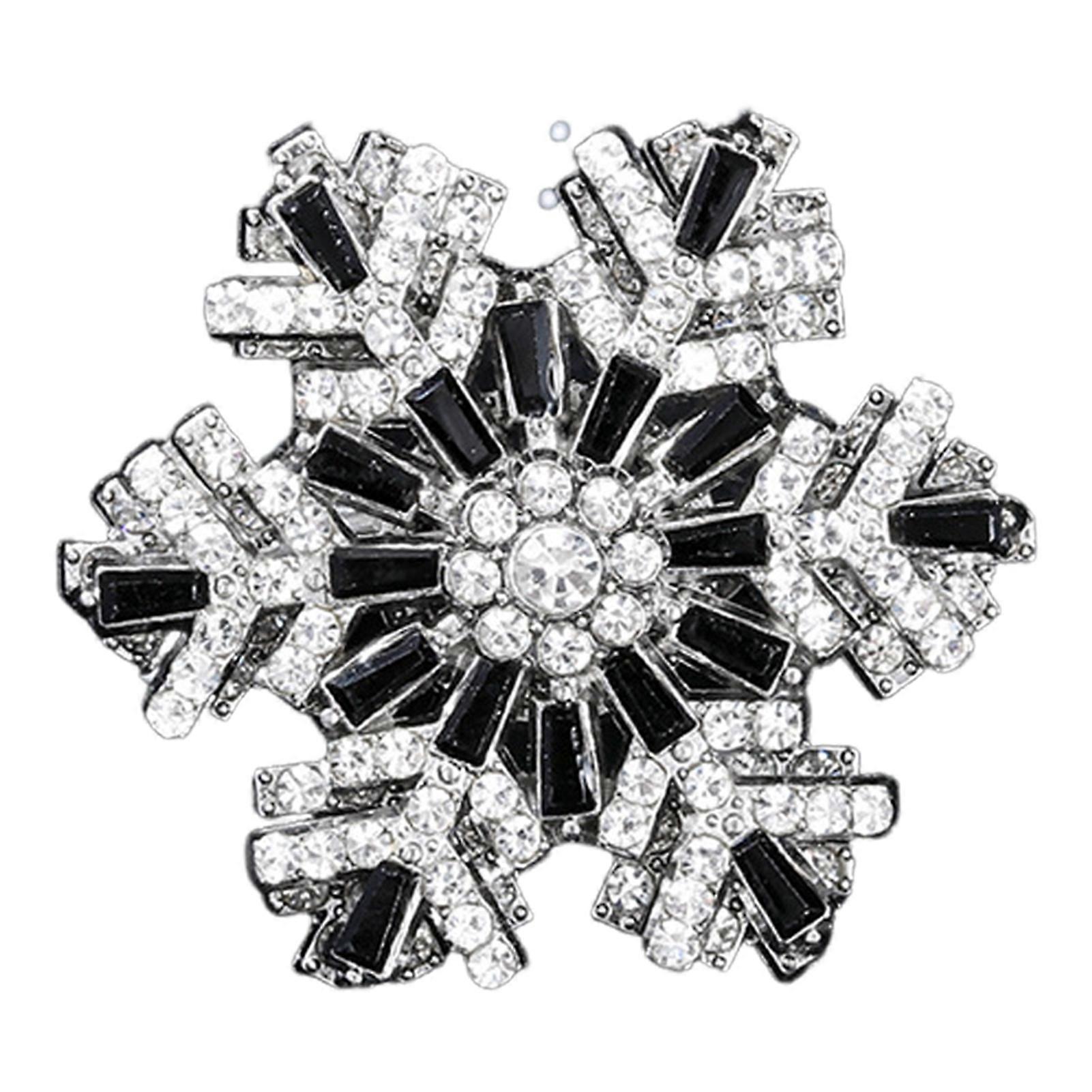 Brooch Pin Snowflake Shape Shiny Rhinestones Pin with Rotating Outer Layer Multi-Layer Design Lapel