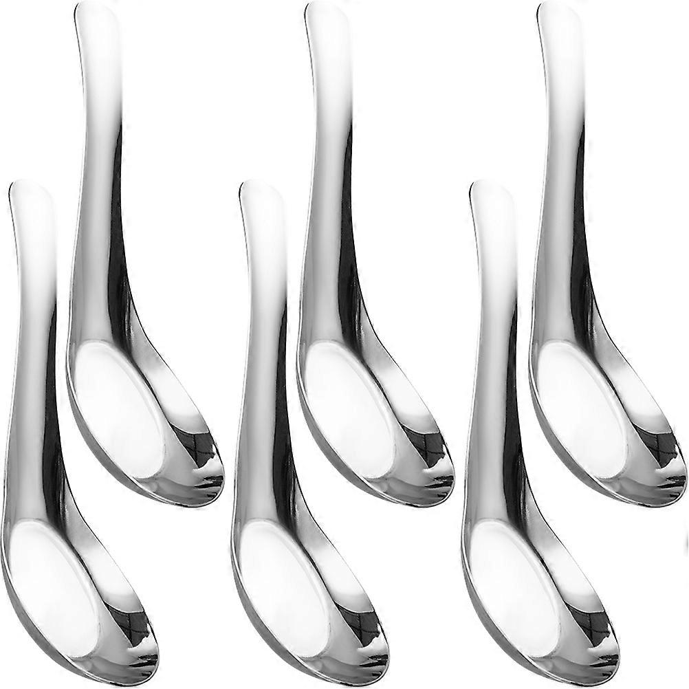 Silver Multi-Function Soup Spoon Household Food Spoon Replaceable 6Pcs