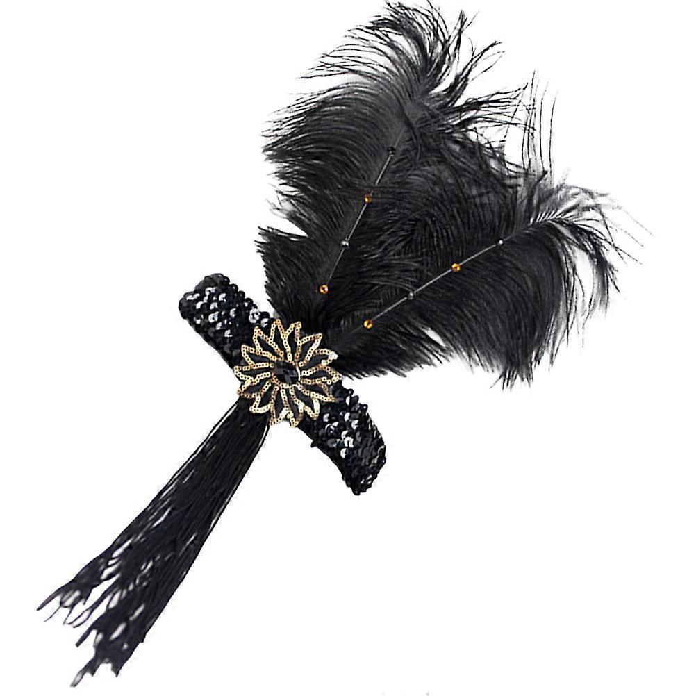 Flapper Feathering Headband with Long Tassel for
