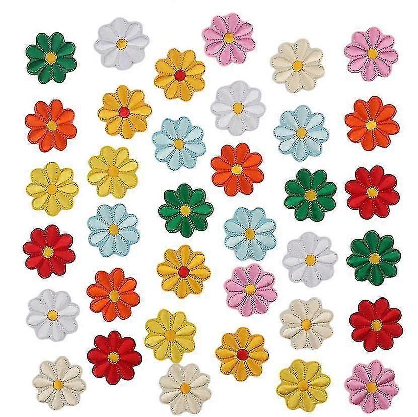 36pcs Appliques de fleurs Patchs Repassage Patch brodé Couleur mélangée