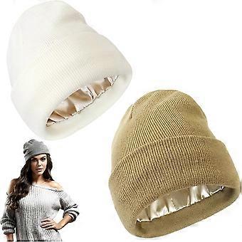 Belvado Satingefütterte Mütze, Unisex, weich gestrickt, mit Bündchen, seidengefüttert, warm, Wintermütze