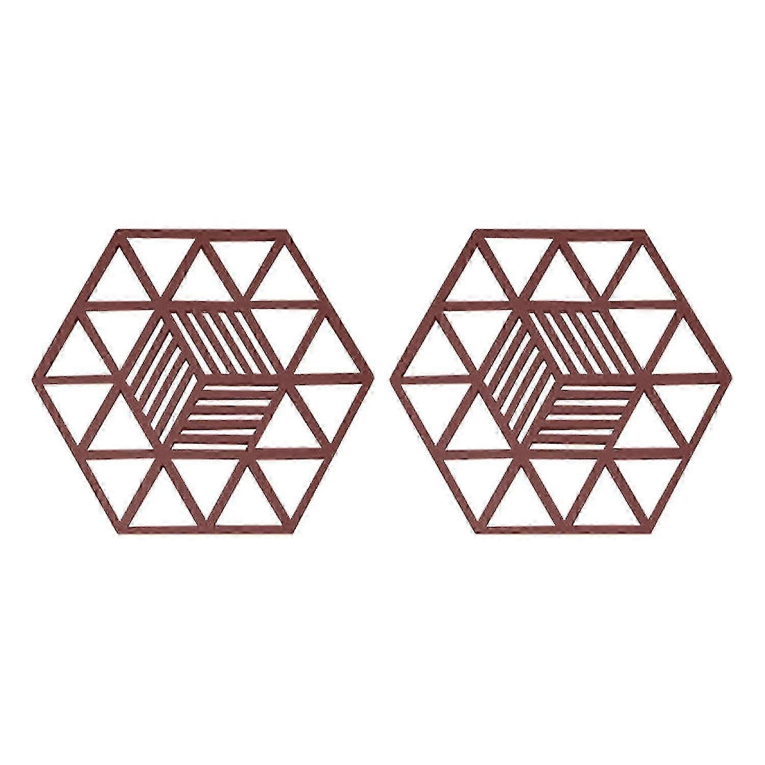 2Pcs Hexagonal Silicone Cup Coasters | Splicable Heat Insulation for Kitchen Table