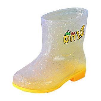 YUIVH Kids Rain Boots for Toddlers  Waterproof, Soft-Bottom, Cartoon-Print Transparent Rainboots, Fashion Flat Mid-Tube Design, Compatible with All