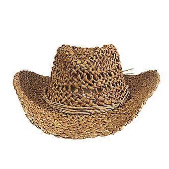 Cappello vittoriano da donna traforato in paglia di mais naturale con fascia regolabile, traspirante, ideale per la spiaggia e il giardinaggio, colore kaki.