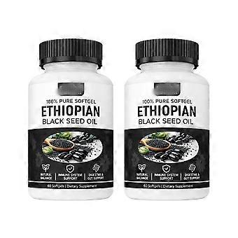 2x 100% Ethiopische zwarte komijnolie voedingsgels en -kauwtabletten, 60 stuks