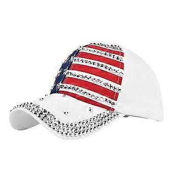 Gorra de béisbol ajustable con brillo, patrón de bandera americana, gorras patrióticas para hombres y mujeres