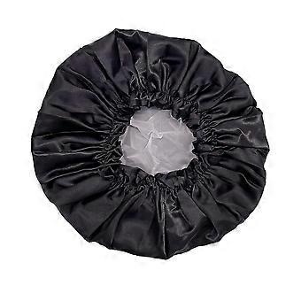 Women Shower Cap for Long Hair,Double Layer Waterproof, Reusable, Washable Shower Cap (Bla