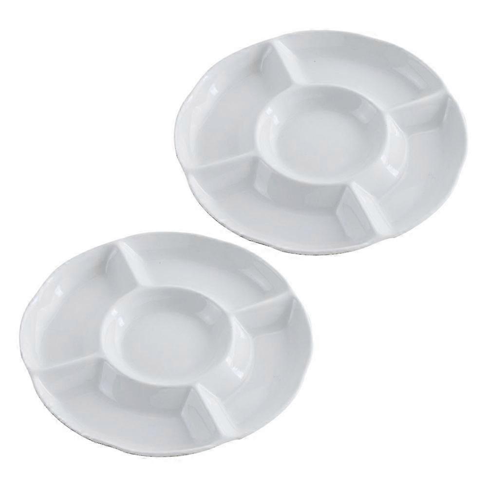 Five-Grid Divided Serving Plate Snack Plate 2Pcs for Kitchen Use
