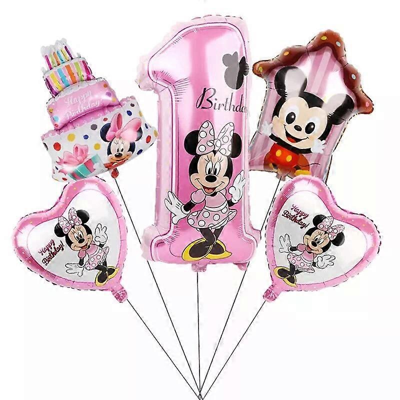 Minnie Mouse 1st Birthday Foil Balloons Birthday Party Decorations- 5pcs