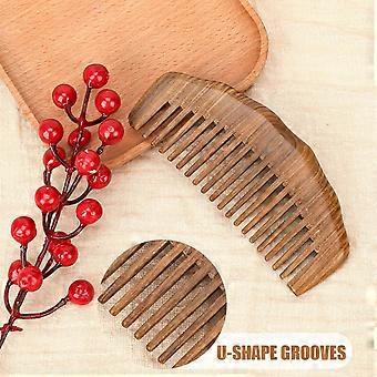 Peigne à dents larges en bois - Peigne à cheveux en bois de santal vert naturel fait à la main pour les femmes, antistatique, peigne démêlant, peigne à barbe pour hommes