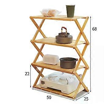 Estante de almacenamiento de bambú para acampar de bambú plegable al aire libre portátil de instalación portátil multifuncional con bolsa para plantas de zapatos