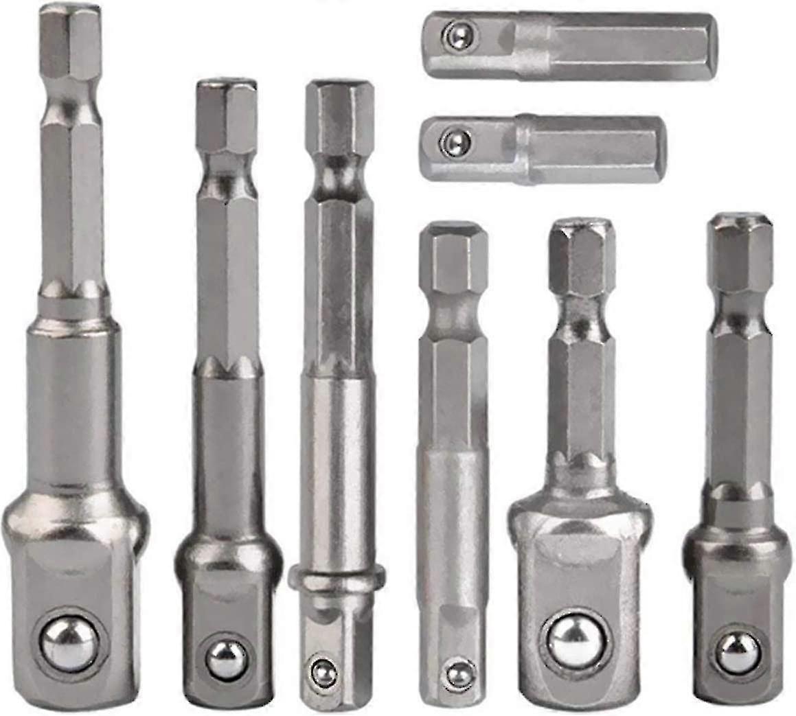 8pcs Socket Adapter 1/4" Hex To 1/4" 3/8" 1/2" Socket Adapter-CE