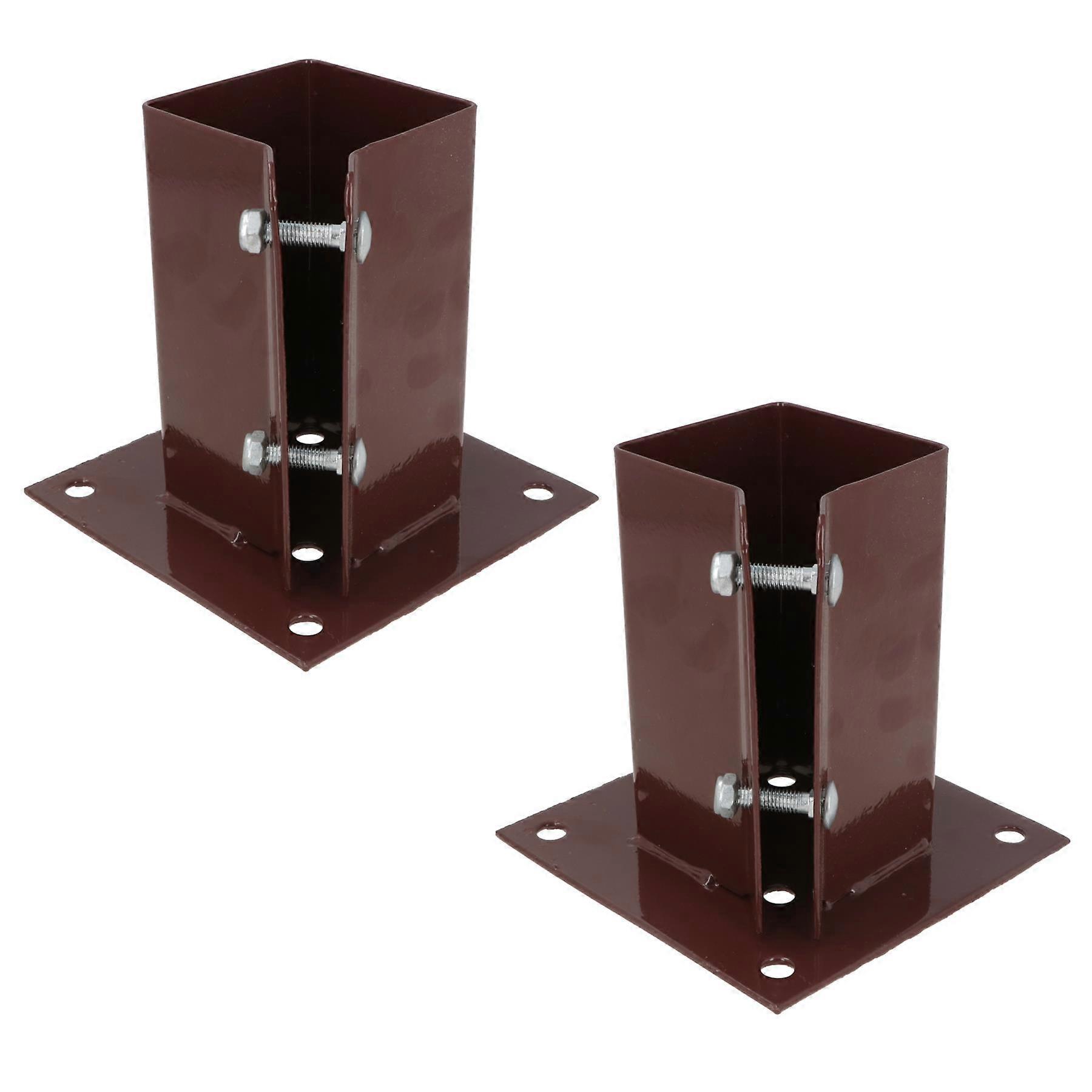 2 x Fence Post Decking Bolt Down Support Holder Clamp For Posts 75mm x 75mm