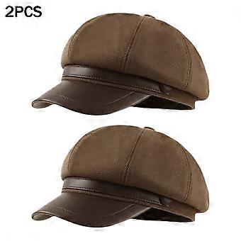2-Pack Vintage Beret Hats for Women, Soft and Warm Octagonal Painter Style for Fall and Winter Daily Wear