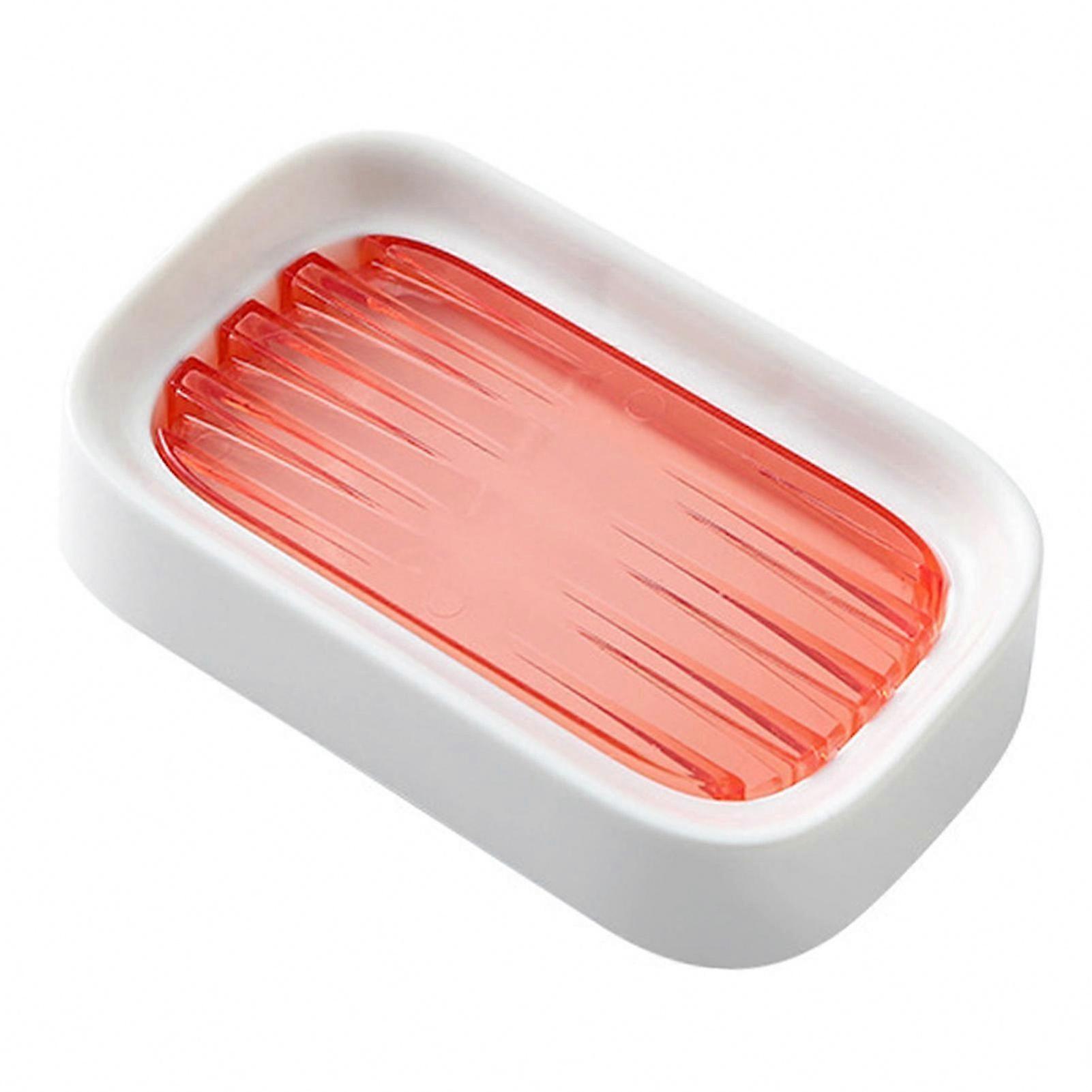 Shower Double Layer ABS Plastic Soap Dish with Drainage, Pink
