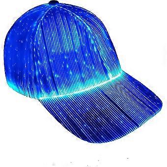 Wabjtam Fiber Optic Cap Led Hat Met 7 Kleuren Lichtgevende Gloeiende Hip Hop Baseball Hats Usb Opladen Light Up Caps Zelfs Party Led Christmas Cap Voor Evenement