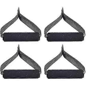 4pcs Single-grip Handles With Carabiner Clips Pull Handle Exercise Handles For Resistance Tube Exercise Strength Training (black)