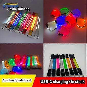 USB-C Rechargeable LED Arm Band Bracelet with Luminous and Reflective Light