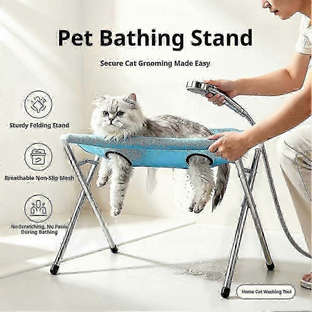 Pet Bathing Stand - Foldable Mesh Grooming Platform with Secure Limb Supports