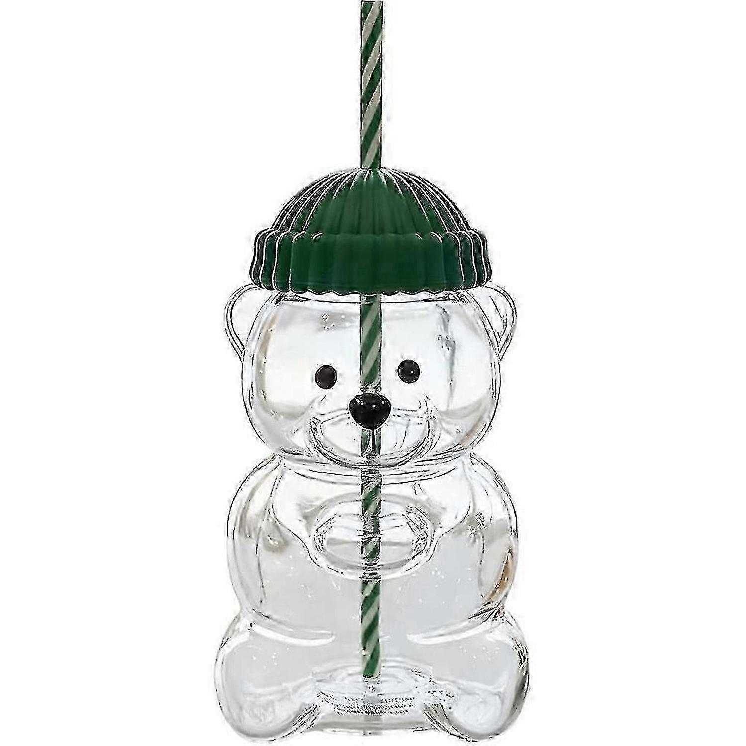 Bear-Shaped Glass Cup With Straw