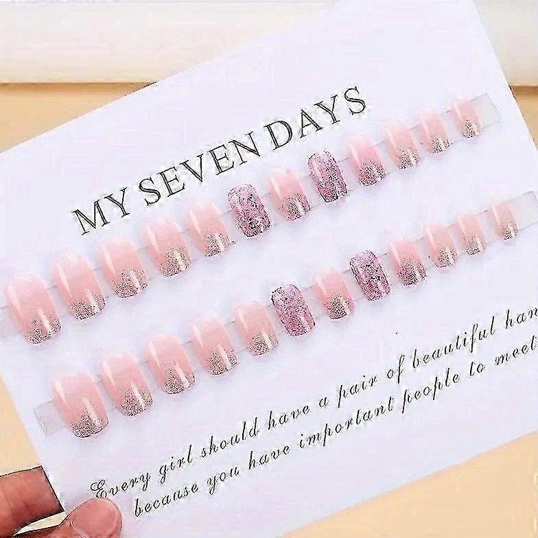 Ombre Glitter Square Press On Nails 24pcs