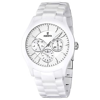 Festina cab.multfun.esf.blanc. Kvarts analog mænds ur med rustfrit stål armbånd F16639/1