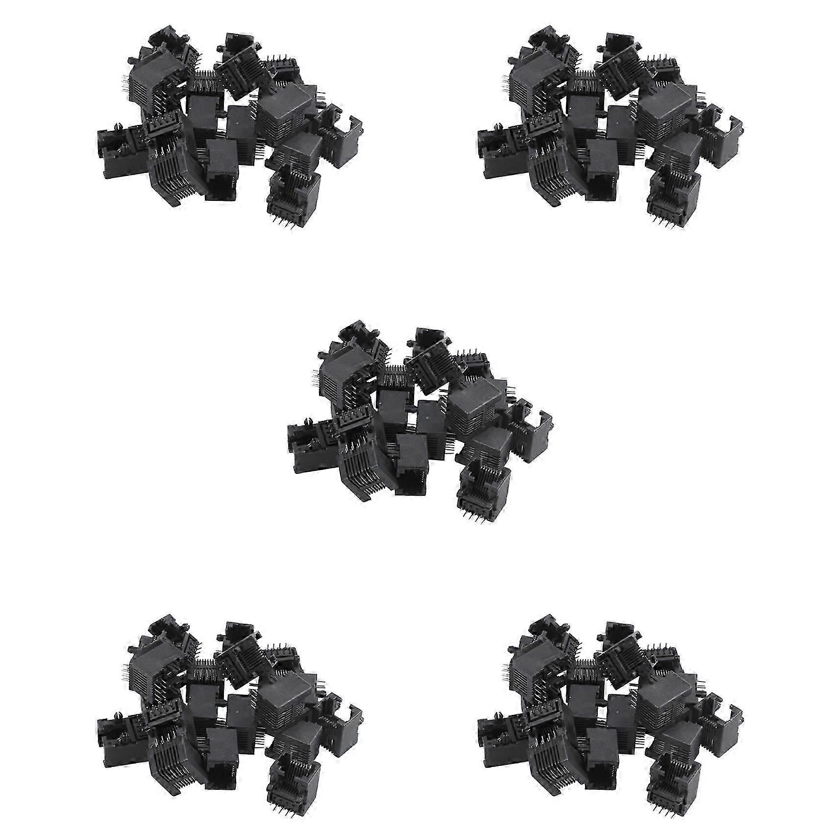 100Pcs RJ45 8P8C Computer Internet Network PCB Jack Socket Black-SNNGV