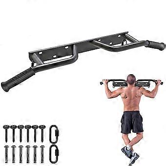 Pull-up bar - Wall-mounted - Black metal - For home gym.