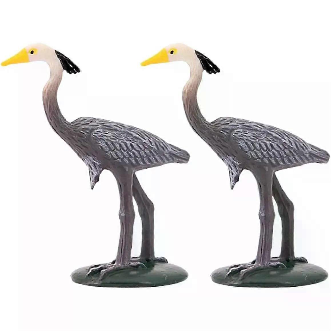 PVC Crane Decor 2pcs Lightweight Waterproof Figurine Simulated Yard