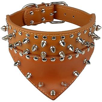 Veeki Fashion Bandana Style Scarf Leather Dog Collar Decorated With Spikes And Studs For Training And Walkingxs
