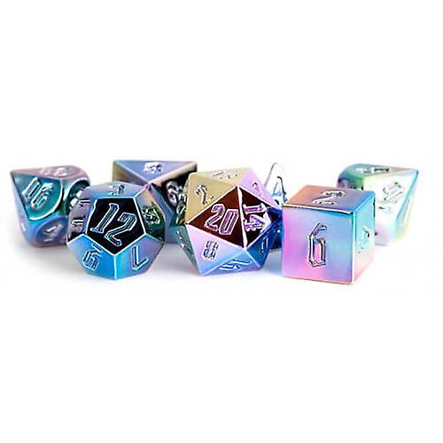 UNINKED Metallic Rainbow Aegis Polyhedral Electroplated Shield Dice Set 16mm