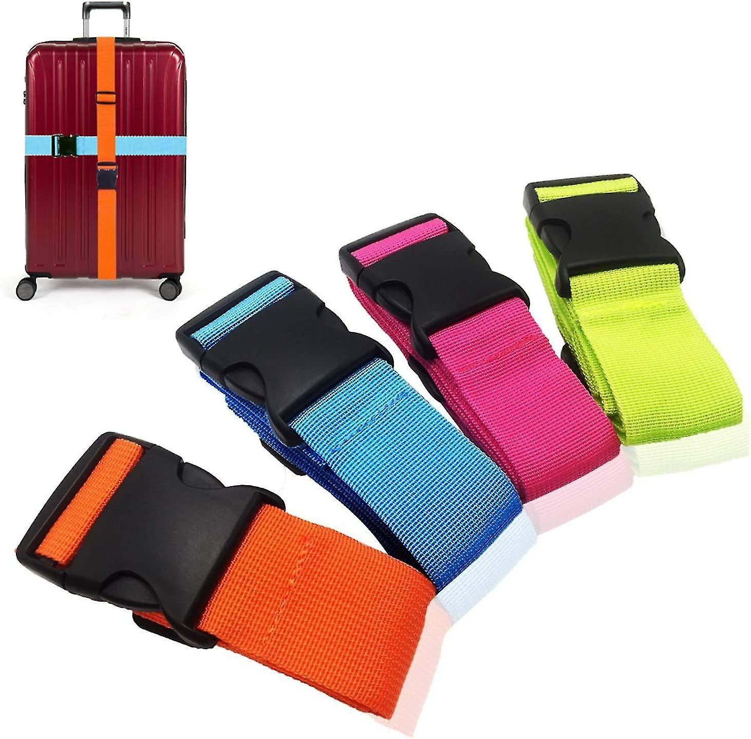 4pcs Adjustable Luggage Cross Straps With Buckle Closure
