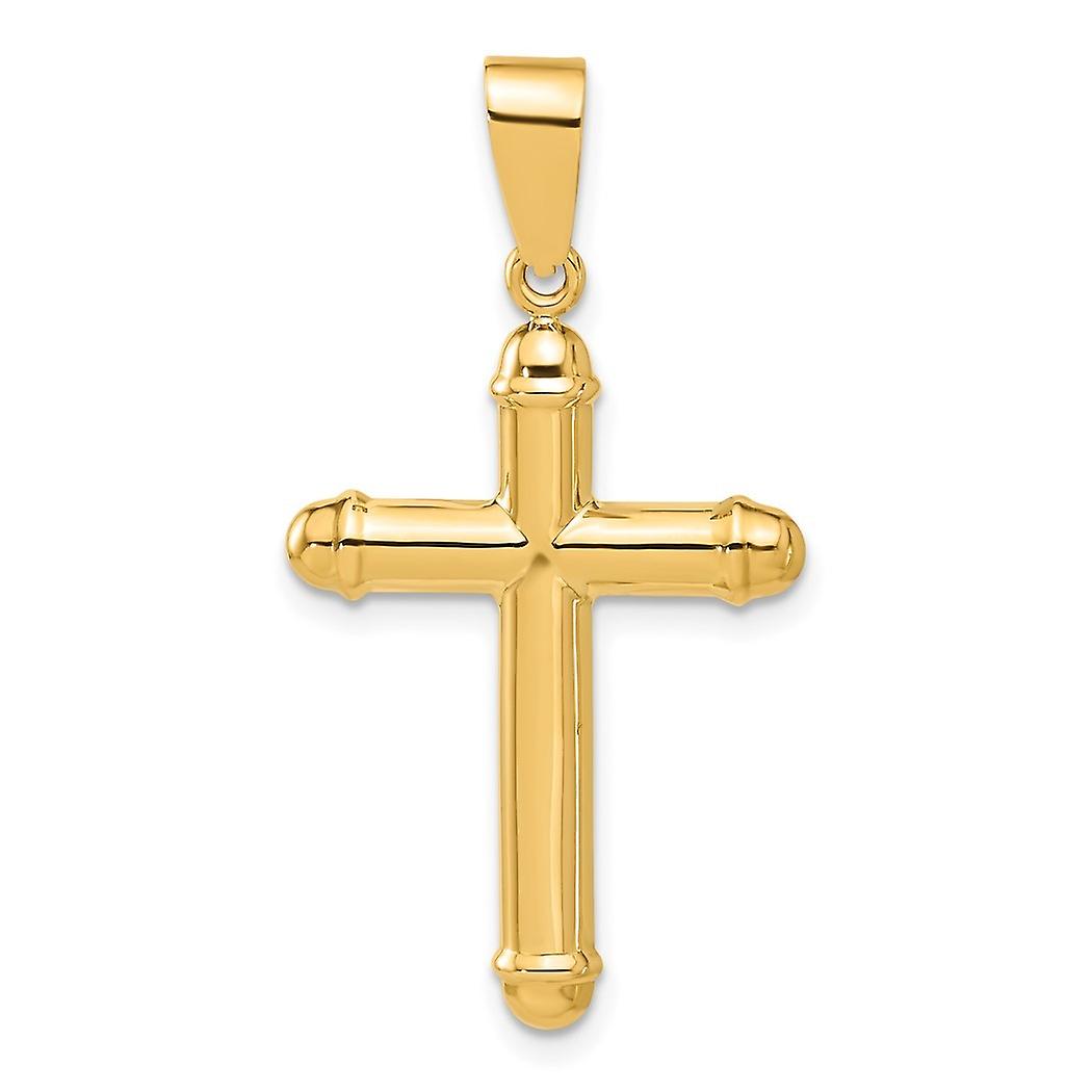 19.8mm 14k Solid Yellow Gold Polished Religious Faith Cross Pendant Necklace-Pendant for Women